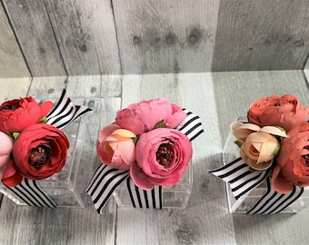 Silk Peony Flower Candy Box: Quinceanera Bridal Shower Favor
