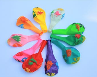 Dinosaur Party Balloons: 10" Assorted Colors, Set of 10