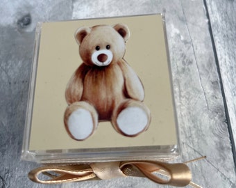 Teddy Bear Baby Shower Favor Box: Acrylic Candy Container (2x2x2)