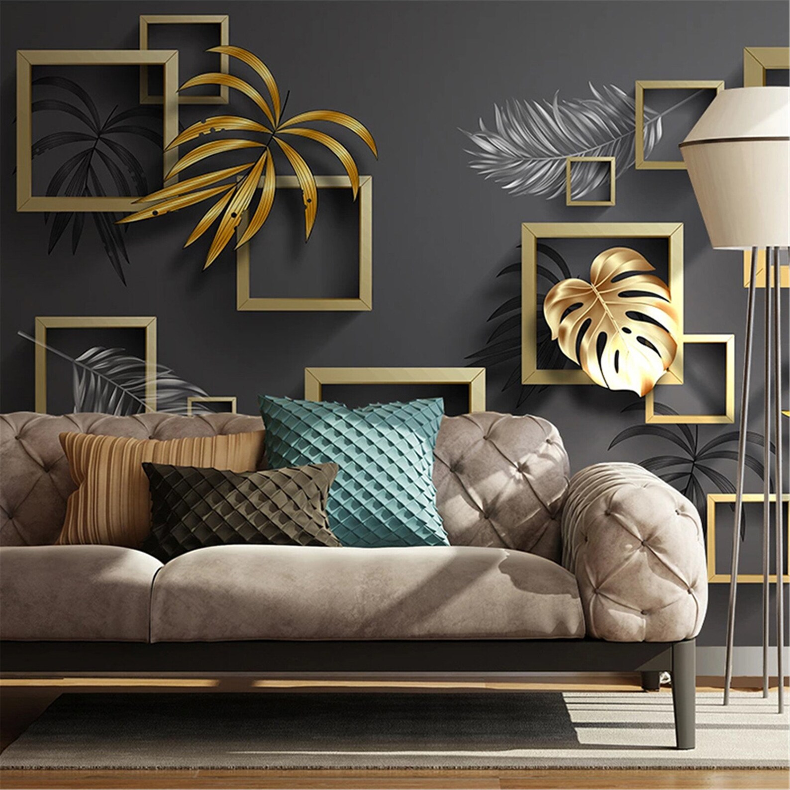 Custom Mural Luxury Art Wall Painting 3D Stereo Golden Etsy