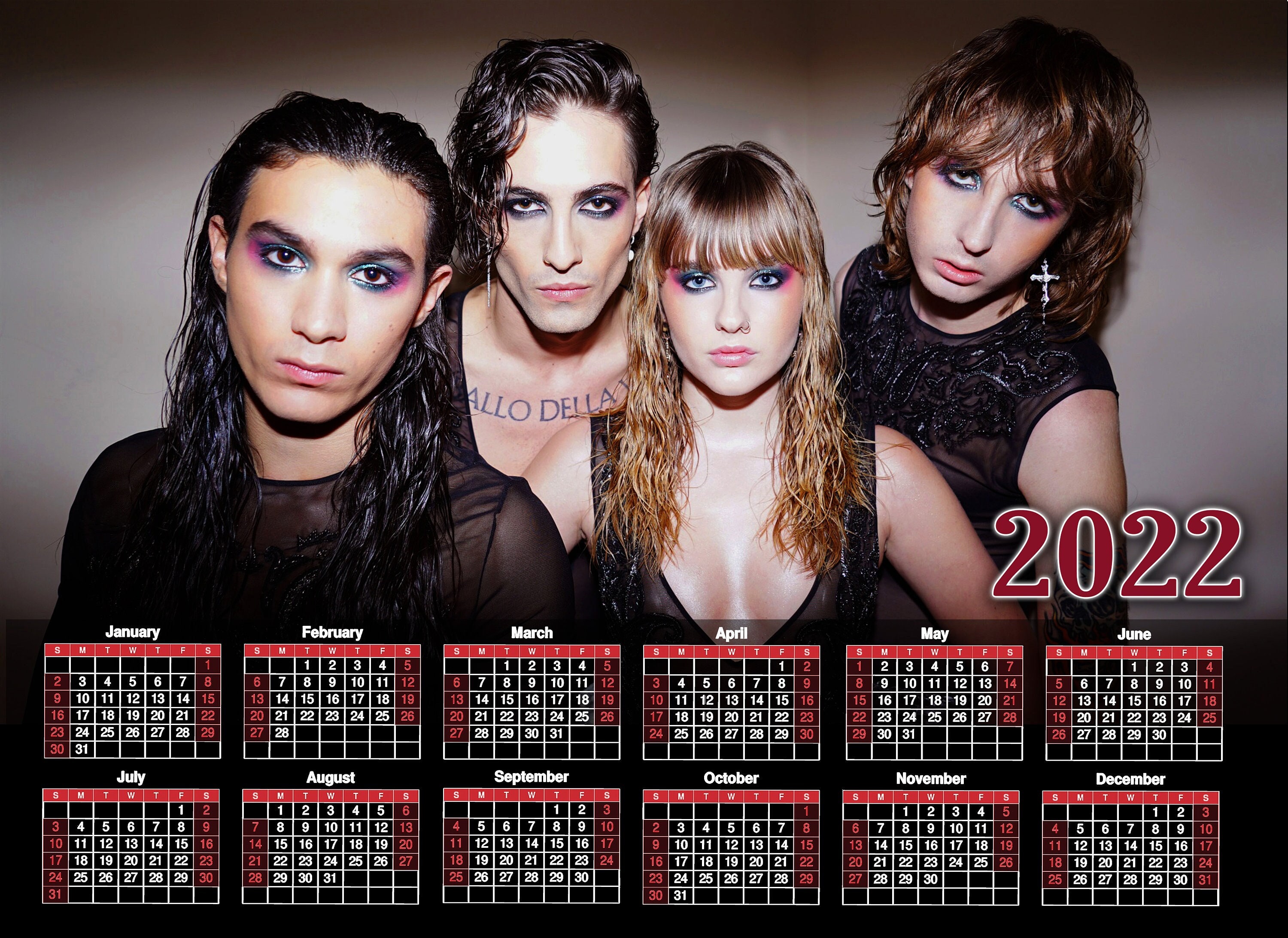 Maneskin Wall Calendar 2022 Poster Fan Art Print | Etsy
