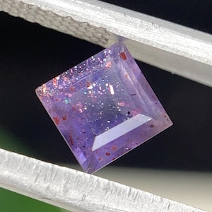 Natural Multi Flakes Bloodshot Iolite Sunstone 0.55 Carat 4.8x4.8 MM Square Shape Faceted Gemstone