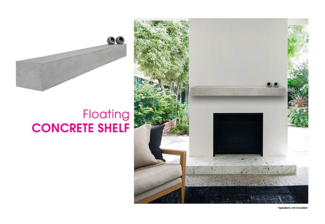 Modern Concrete Floating Mantel Shelf Beam Etsy