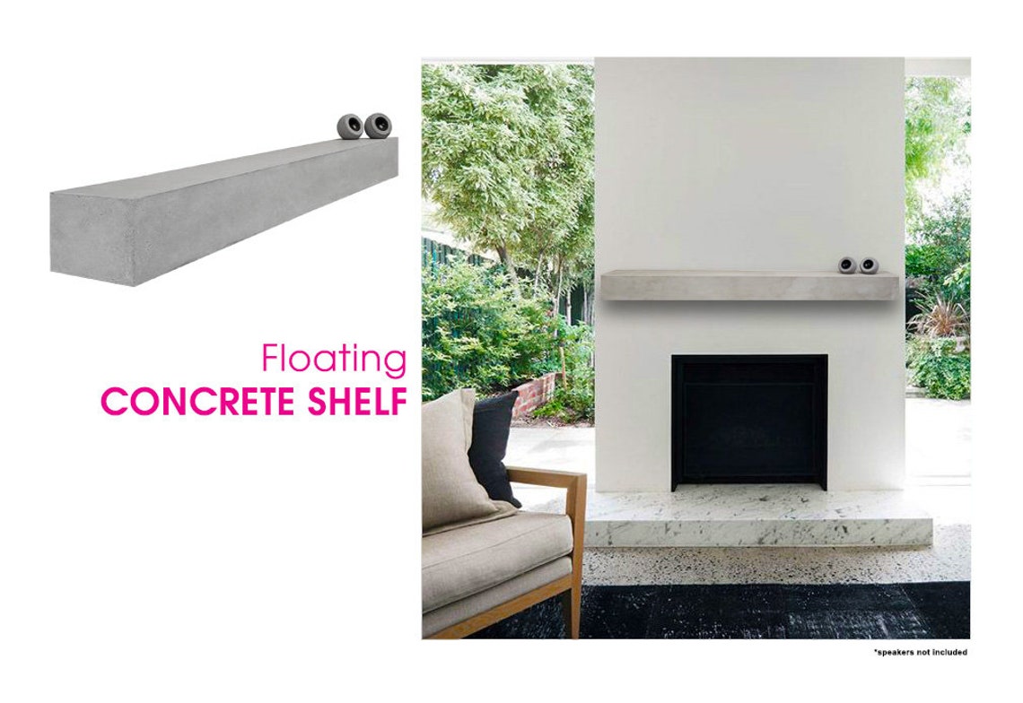 Modern Concrete Floating Mantel Shelf Beam Etsy Canada