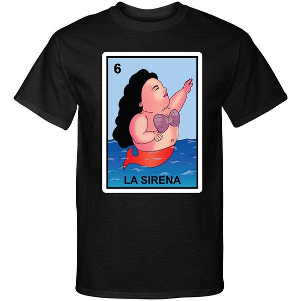 La Sirena Gorda Loteria Mexican Bingo Style Graphic Tee T-Shirt - Premium Ringspun Cotton