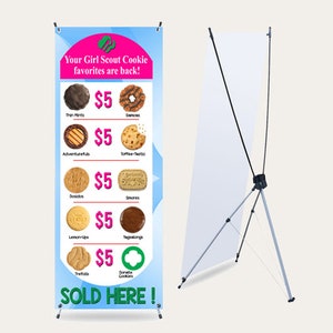 Girl Scouts Cookies Sold Here 24x63 Banner with X-Stand Hardware - Free Shipping