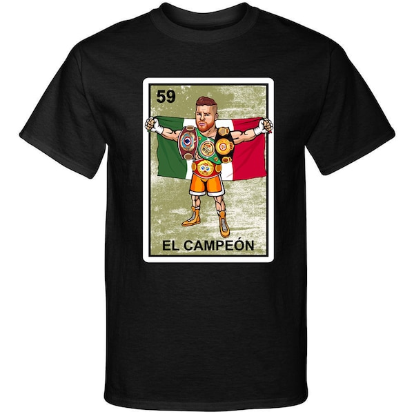 El Campeon Canelo Alvarez Champion Loteria Mexican Bingo Style Graphic Tee T-Shirt Shirt