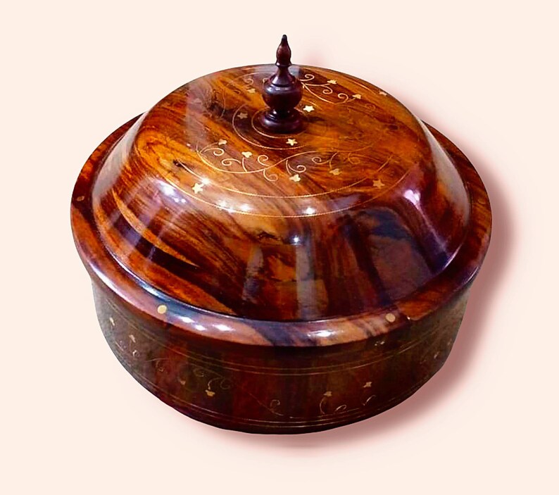 Handcrafted Wooden Box Unique Hotpot for Kitchen,Dining Rosewood- Sheesham