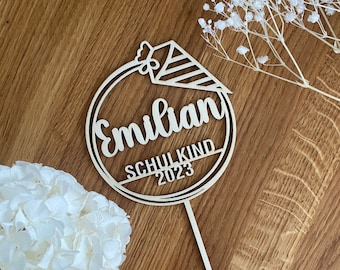 Cake Topper | Einschulung | Schule | Schulkind | personalisiert | Name | Geschenk | Holz