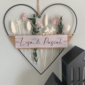 Dried flower wreath | Door wreath | Dried flowers | Metal heart | Personalized | Gift | Wedding | Birthday | Wreath | Wedding Gift