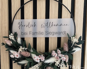 TÜRKRANZ | Eukalyptus Altrosa | Trockenblumen | Flower Hoop | personalisiert | Geschenk | Hochzeit | Geburtstag | Kranz