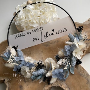 Door wreath | Blue hydrangea | Dried flowers | Flower hoop | Personalized | Gift | Wedding | Birthday | Wreath
