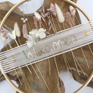 DOOR WREATH Old Pink White Hydrangea | Macrame | Loop Wooden Ring | Dried Flowers | Floral | Hoop | Personalized | Gift
