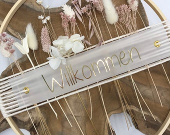 TÜRKRANZ Altrosa Weiß Hortensie | Makramee | Loop Holzring | Trockenblumen | Floral | Hoop | personalisiert | Geschenk