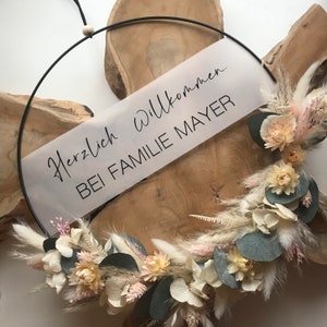 Door wreath | Eucalyptus strawflower | Dried flowers | Flower hoop | Personalized | Gift | Wedding | Birthday | Wreath