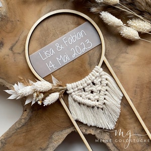 Cake Topper | Personalized with dried flowers & macramé | Birthday | Baptism | Wedding | Gift | Cake Topper | Confirmation | Communion