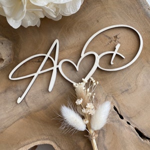 Personalized cake topper | Wedding | Initials | Name | Cake decoration | Cake topper | Cake topper | Cake topper | Dried flowers | Heart