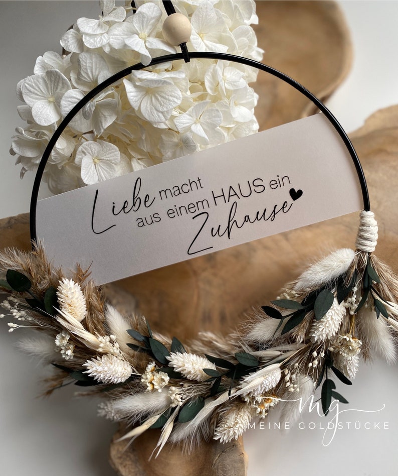 TÜRKRANZ Eukalyptus BOHO Trockenblumen Flower Hoop personalisiert Geschenk Hochzeit Geburtstag Kranz Bild 1
