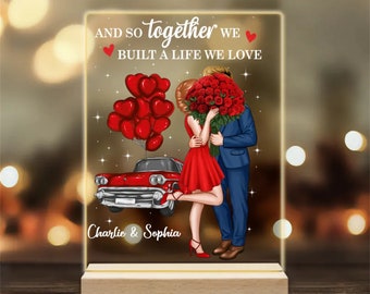 Elegantes Paar Valentinstag Geschenk Personalisierte Rechteck Acryl Plaque LED Nachtlicht