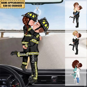 Décoration personnalisée, portrait de couple, pompier, infirmière, policier, enseignant, cadeaux par profession image 1