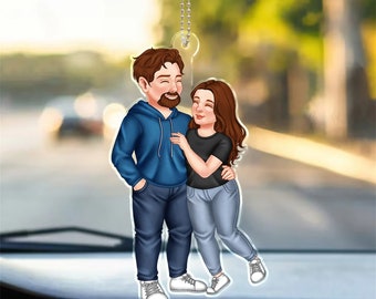 Arm-in-Arm-Paar – Jubiläumsgeschenk für Paare – personalisierter Auto-Aufhänger aus Acryl