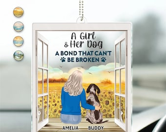 A Bond That Can't Be Broken - Gift For Dog Lovers, Dog Mom, Dog Dad - Personalized Acrylic Car Hanger