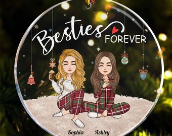 Besties Forever - Personalisierte Acryl Kreis Ornamente - Weihnachten, Neujahr Geschenk für Sistas, Schwester, Besties, beste Freunde, Soul Sisters