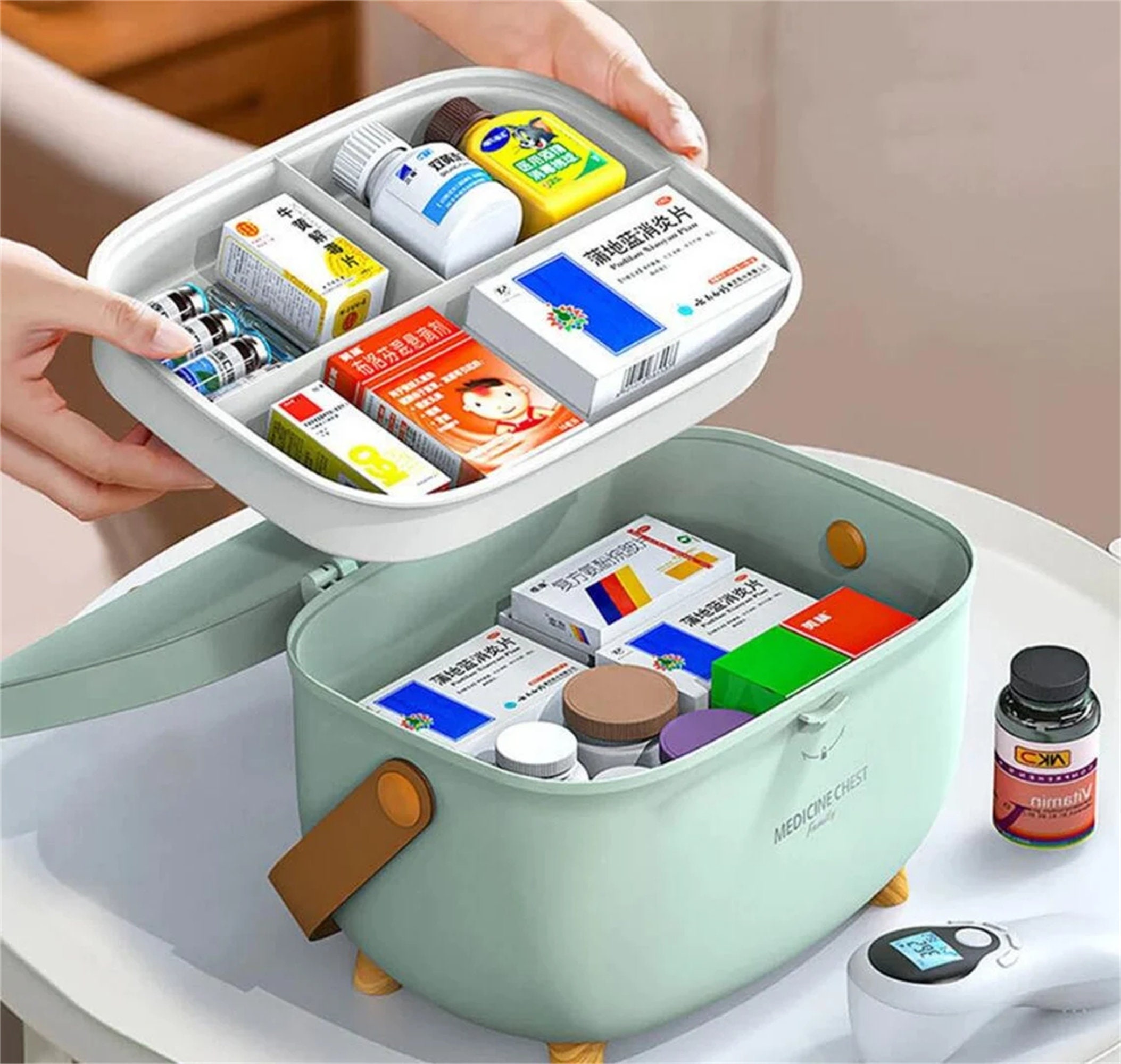 Oval Doublelayer Large Medicine Box Home Storage Medicine Etsy