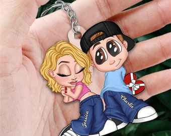 Couple Personalized Acrylic Keychain, Gift For Him, For Her