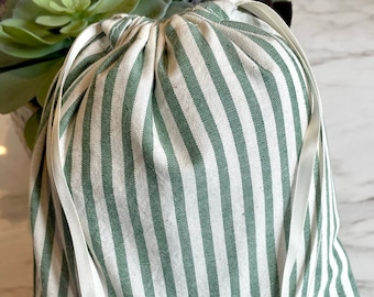 Striped drawstring bag, drawstring make up bag, travel laundry bag, travel birthday gift for him, shoe bags for travel, travel accessories