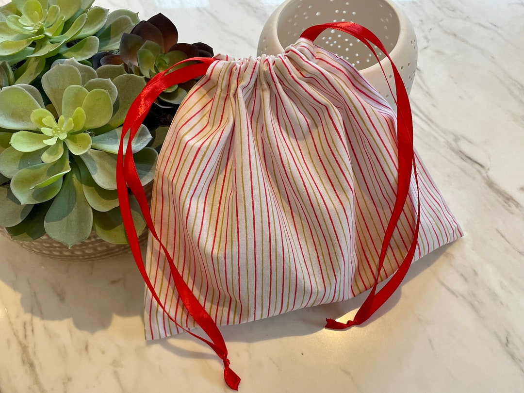 Striped Drawstring Bag, Travel Laundry Bag, Fabric Gift Bag, Shoe Bags