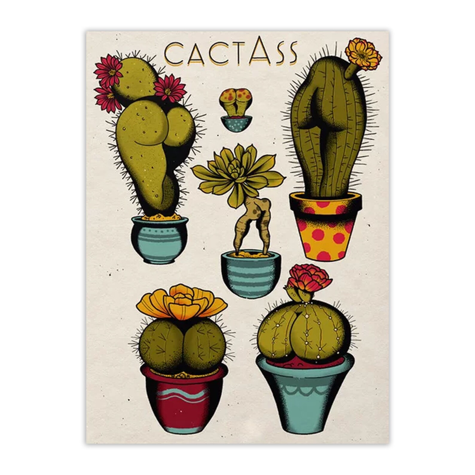 Cactass Art Print Unique Cactus Poster Print Funny Succulent Etsy