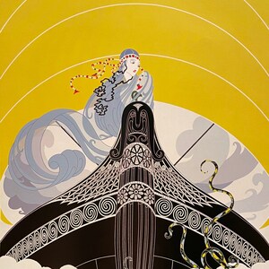 Original ERTE Book Plate | Art Deco Print | Yellow Theme | Chic Vintage Print | Glamorous Fashion Print | &quot;Surprises of the Sea&quot;