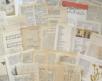 Vintage Book Pages Paper Pack | 25 Pieces Vintage Book Ephemera | Junk Journal Supplies | Vintage Paper Scraps for Decoupage