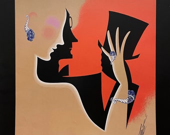 エルテ、ERTE Chic Original Vintage ERTE Art Deco Print ARCTIC SEA Fashion