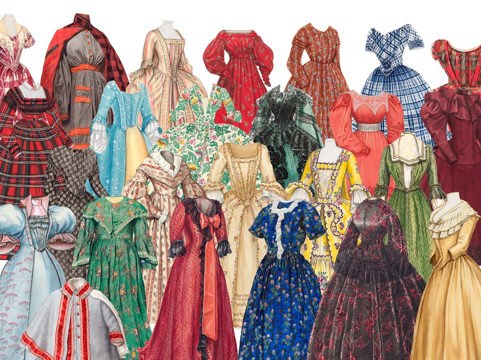 Digital Paper Doll Vintage Dresses | PNG Ephemera, Bridgerton Ephemera ...