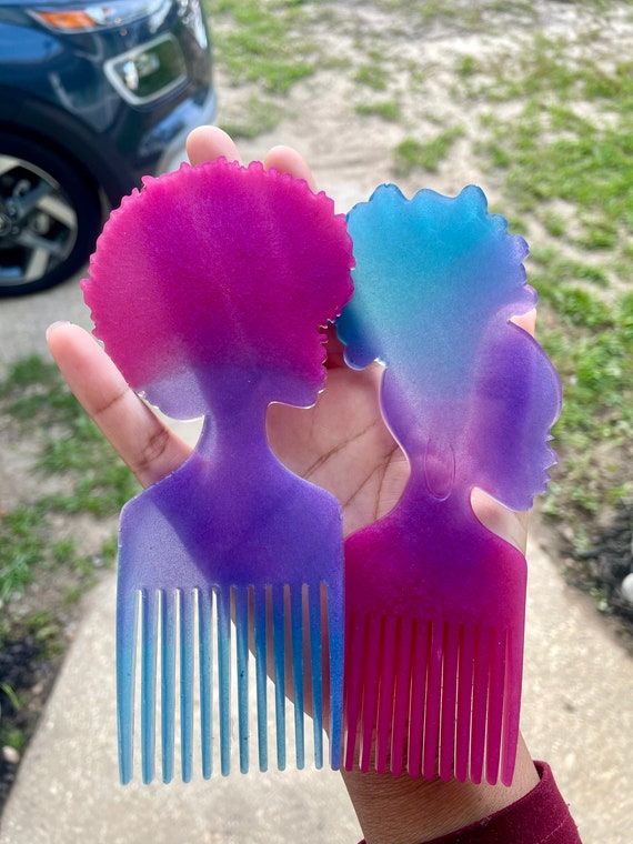 Purple violet and blue Afro hair comb pick