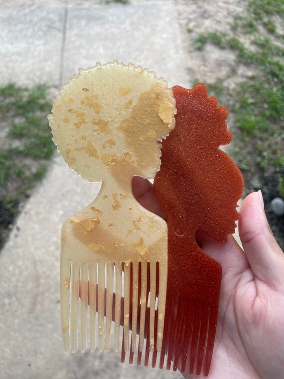 Gold and copper Afro hair comb picks