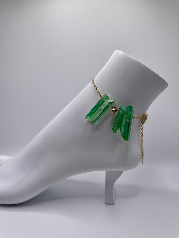 Green, blue or Amber quartz anklets. Crystal Ankle bracelet ankle jewelry wrist bracelet wrist jewelry