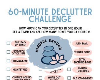 Printable, Declutter Challenge Checklist, PNG, PDF, Instant Download, Decluttering, Minimalism, Minimalism Worksheet, Declutter Your Mind