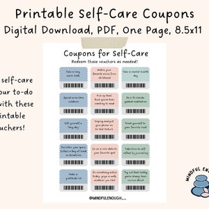 Printable Self-Care Coupons | Digital Download | Self-Care Activity | Self-Care Printable | Self-Compassion
