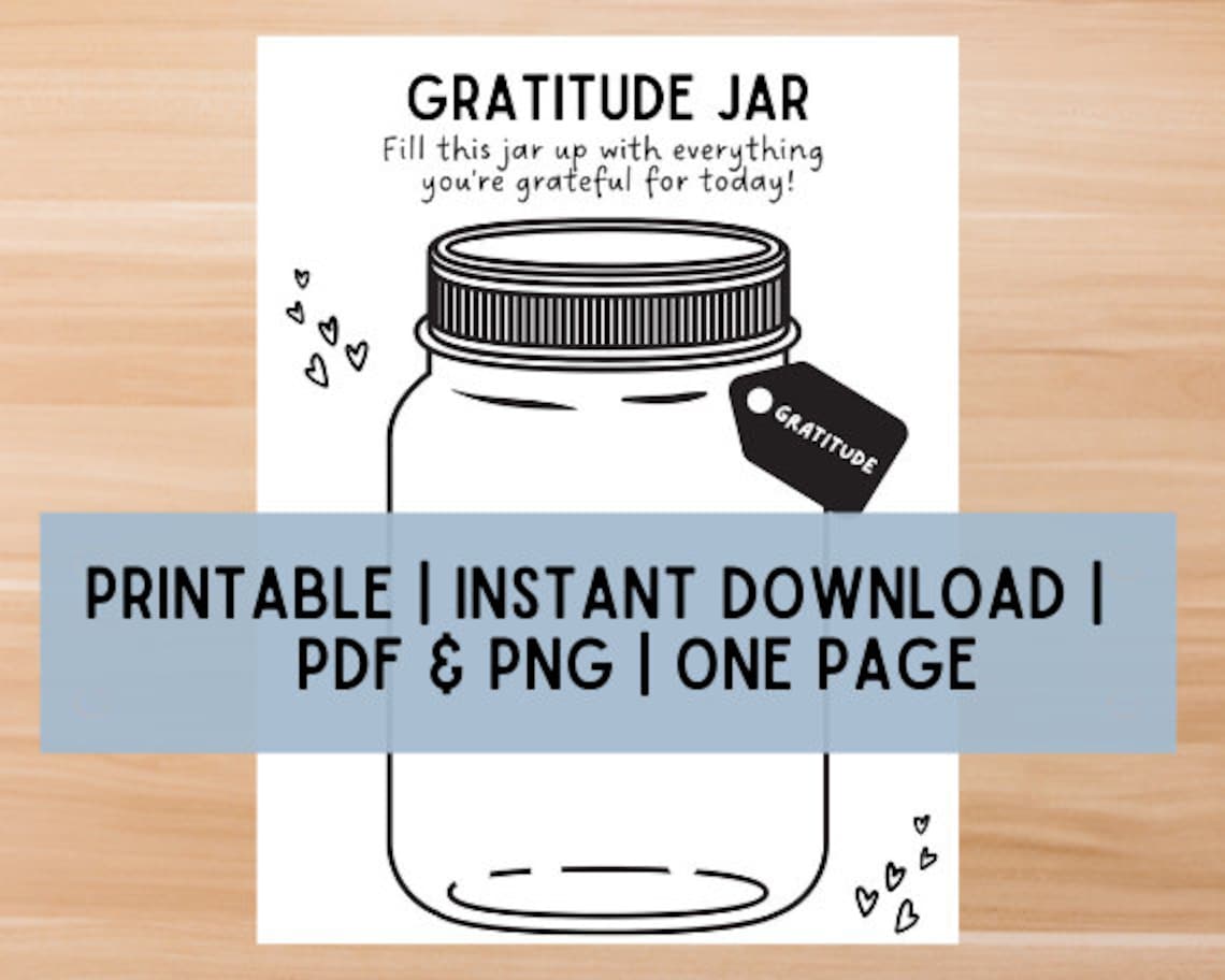 Printable Gratitude Jar | Daily Gratitude Jar Printable | Mental Health ...