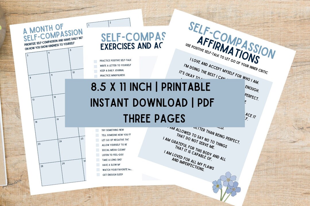 Printable Self-compassion Workbook | Self-compassion Affirmations and Exercises | Self ...