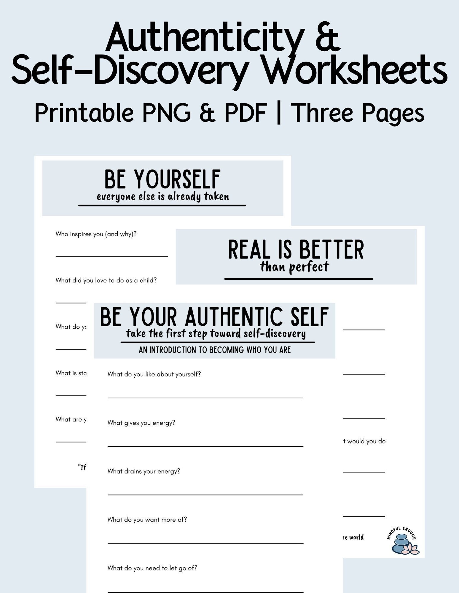 Printable Authenticity & Self-discovery Worksheets Personal Authenticity  Journal Self-discovery Journal Authentic Questions - Etsy