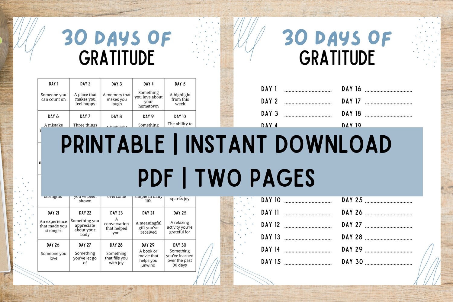 30 Days of Gratitude Printable Gratitude Printable Calendar and