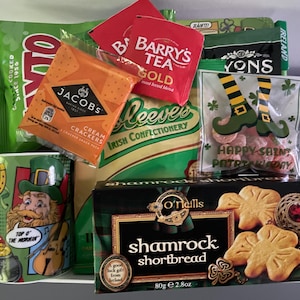 Cesto regalo irlandese / Regalo di snack irlandese / Scatola regalo dall&#39;Irlanda / Trifoglio irlandese / Scatola di snack per il giorno di San Patrizio / Regalo irlandese /