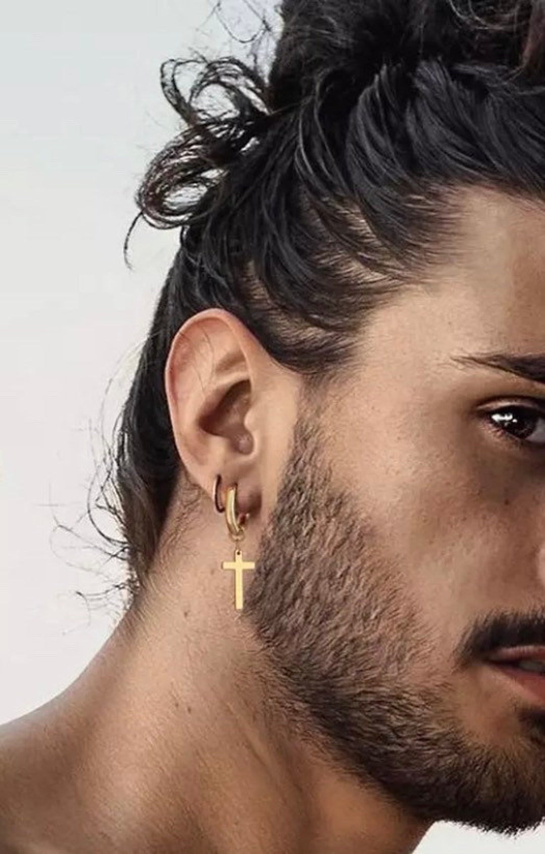 Mens Earring Cross Earring Titanium Steel Dangling Cross Etsy