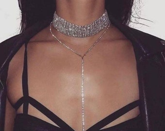 Rhinestone Choker - Etsy