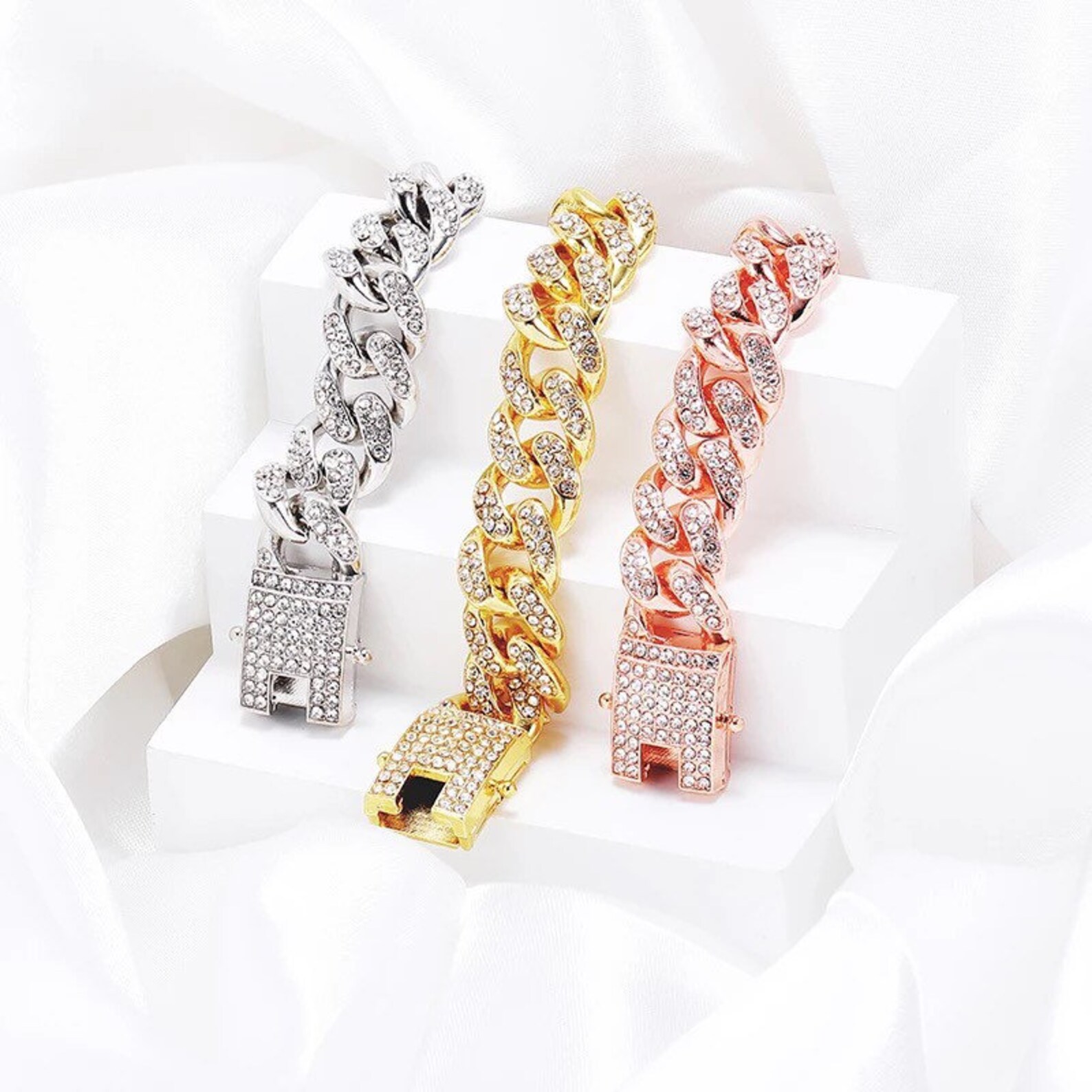 12mm Cuban Link Anklet 18k Gold Plated Icy Anklet Iced Out Etsy