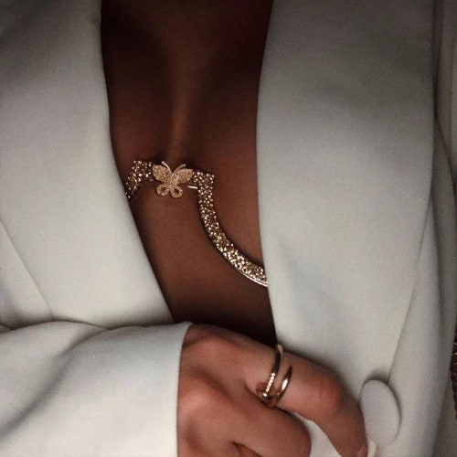 Butterfly Chest Bracket Bra Chain Etsy